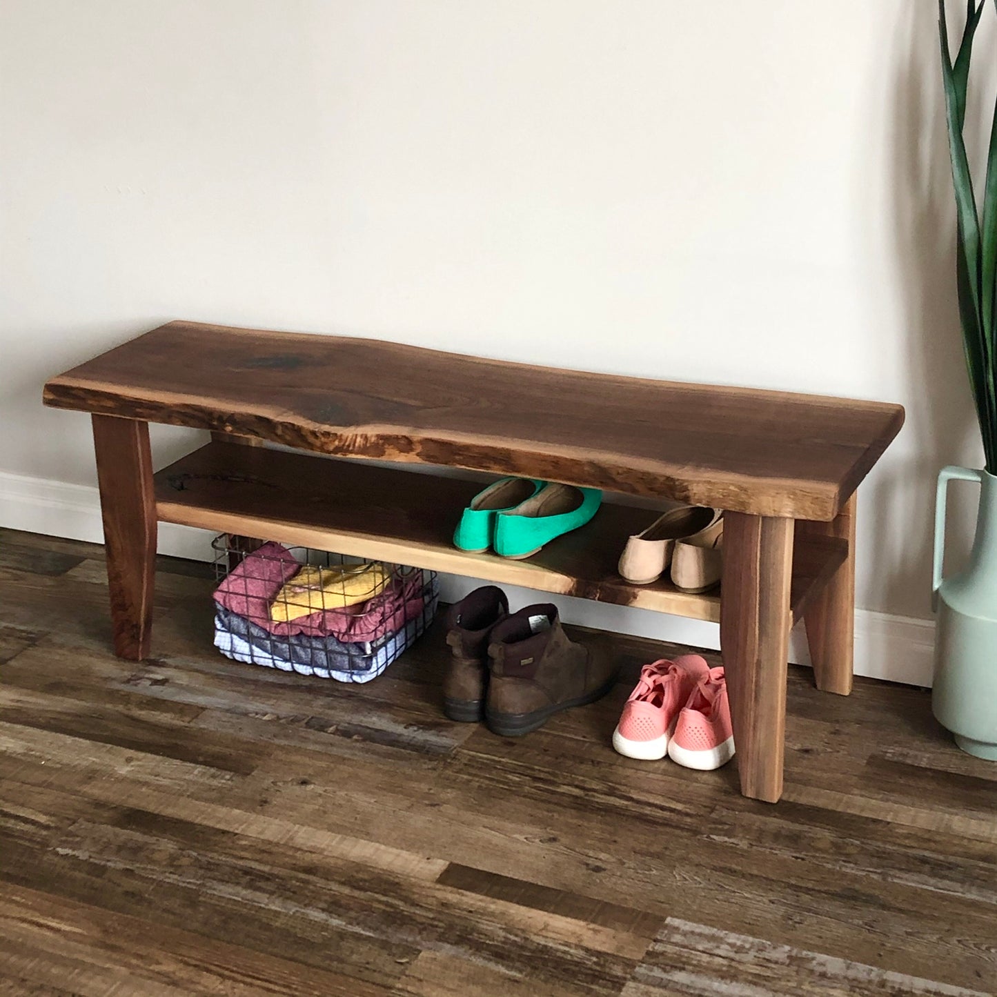 Richvale Bench - Live Edge Entryway Shoe Bench