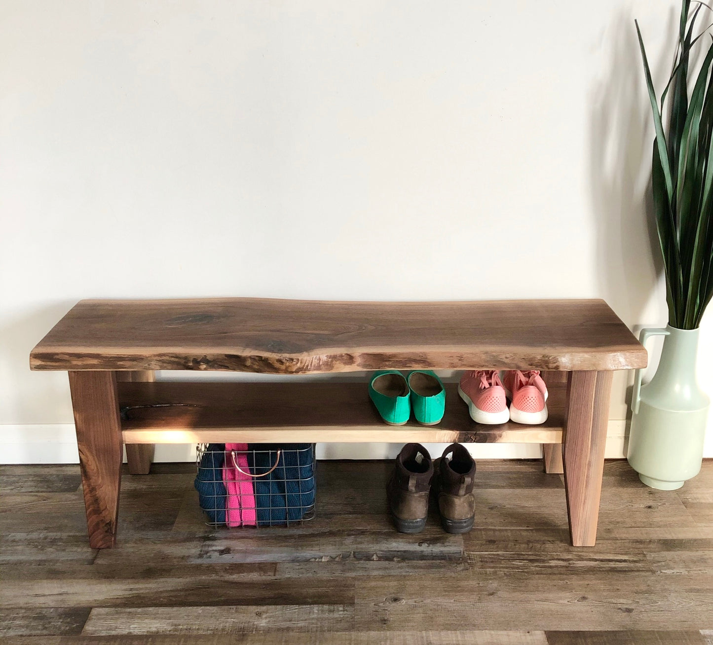 Richvale Bench - Live Edge Entryway Shoe Bench