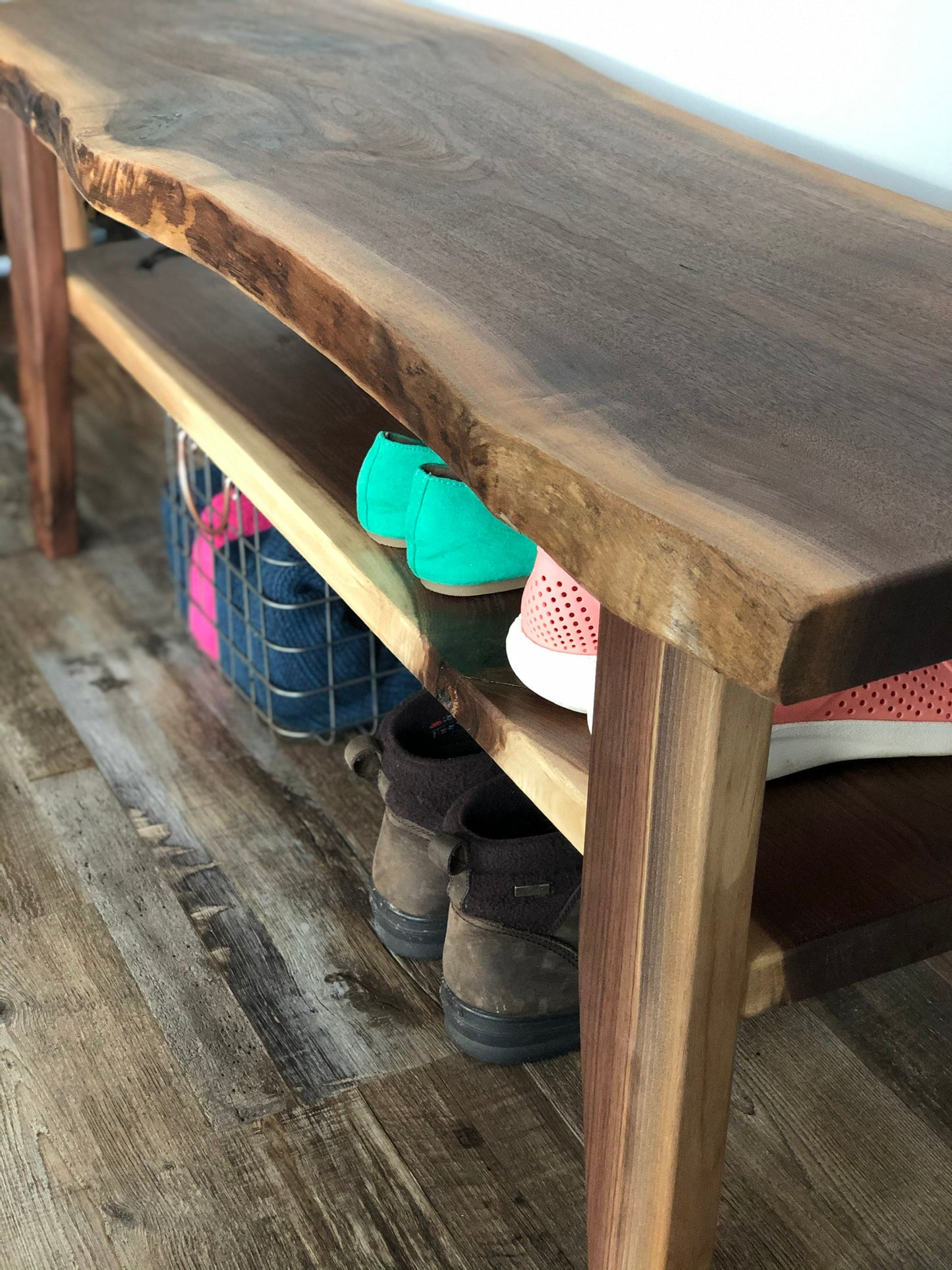 Richvale Bench - Live Edge Entryway Shoe Bench