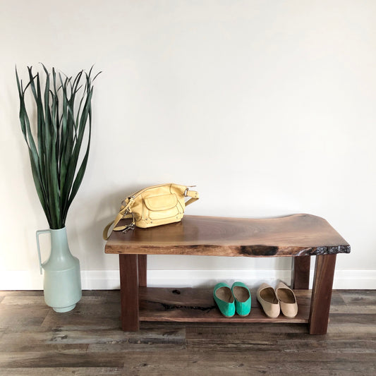 Wolseley Bench - Live Edge Wood Entryway Shoe Bench